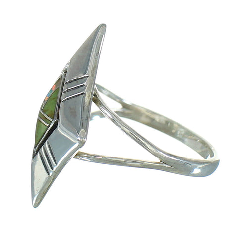 Sterling Silver Turquoise And Opal Inlay Southwest Ring Size 6 WX73616